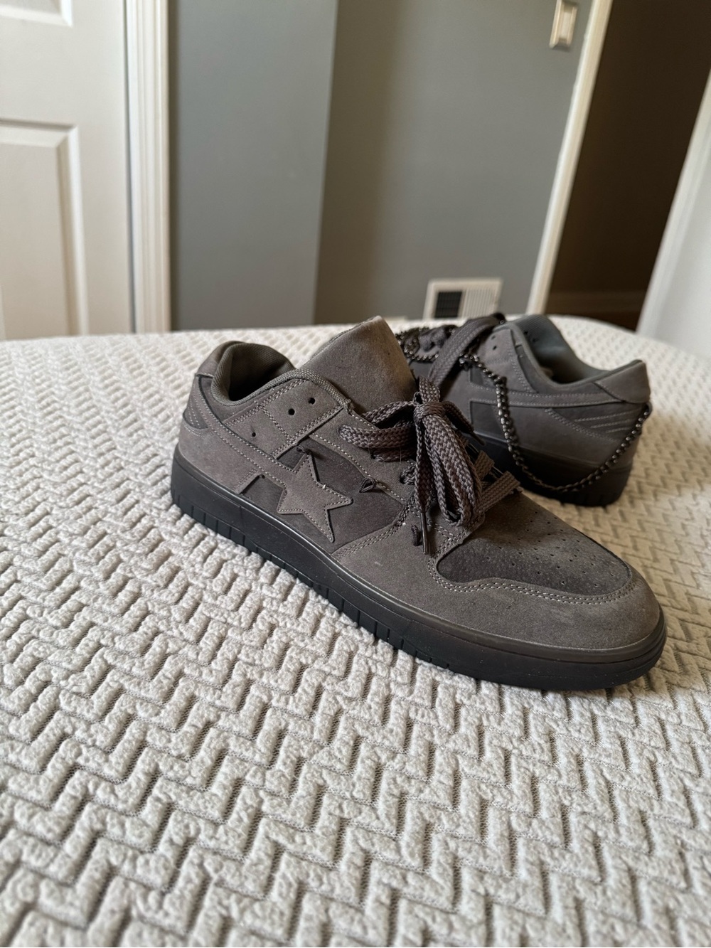 Gray Suede Low-Top Men's Sneakers